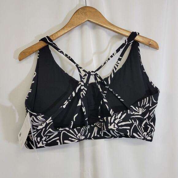 Athleta Black & White Floral Solace Textured Strappy Sports Bra Size 3X D-DD NWT - Picture 3 of 7